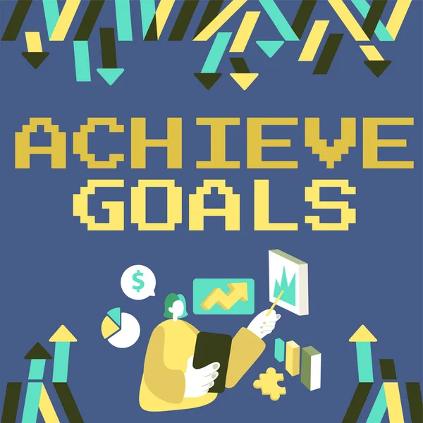 Text Showing Inspiration Achieve Goals Business Showcase Results Oriented Reach — Stockfoto