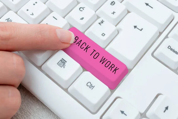 Text Showing Inspiration Back Work Word Returning Job Routine End — Fotografia de Stock