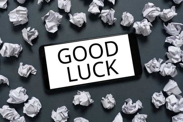 Text Sign Showing Good Luck Concept Meaning Positive Fortune Happy — Stockfoto