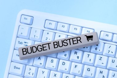 Handwriting text Budget Buster, Business showcase Carefree Spending Bargains Unnecessary Purchases Overspending Important Ideas Written Under Ripped Cardboard With Paper Wraps Around.