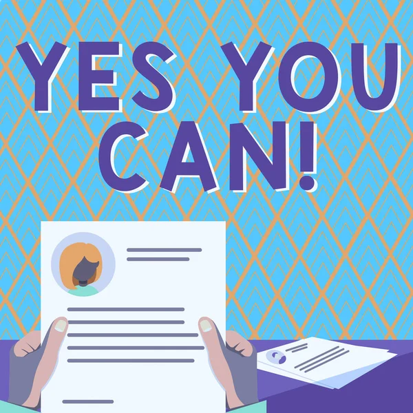 Text Sign Showing Yes You Can Concept Meaning Positivity Encouragement — Stockfoto