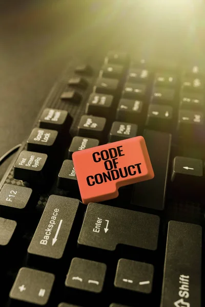 Inspiration showing sign Code Of Conduct, Internet Concept Ethics rules moral codes ethical principles values respect -49072