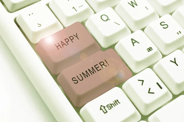 Концептуальний Підпис Happy Summer Business Idea Beaches Sunshine Relaxation Warm — стокове фото