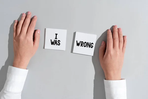 Conceptual Caption Wrong Concept Meaning Acceptance Mistake Error Giving Apology — Stockfoto