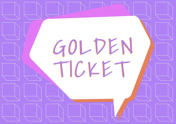 Sign Displaying Golden Ticket Business Concept Rain Check Access Vip — 图库照片