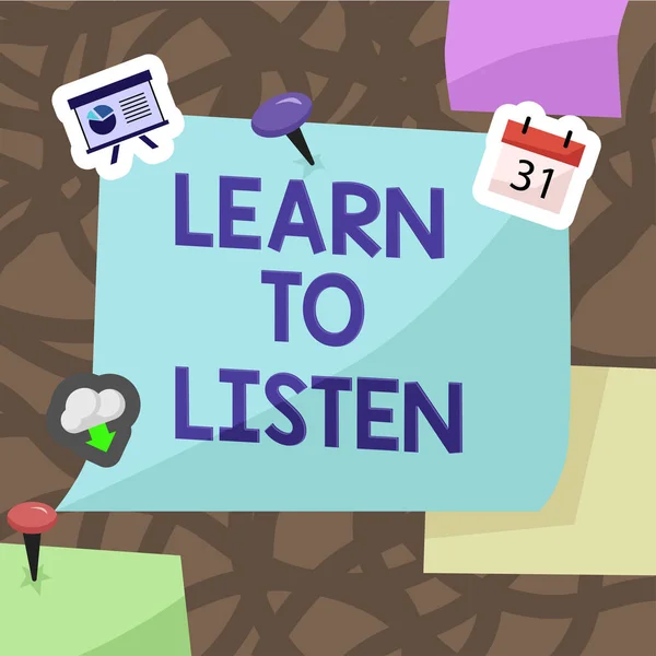 Sign Displaying Learn Listen Word Written Able Understand What Showing — Stok fotoğraf