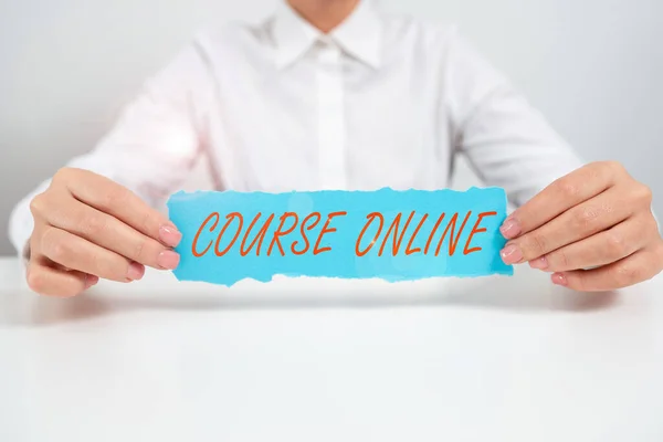 Text Sign Showing Course Online Concept Meaning Elearning Electronic Education — Fotografia de Stock