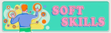 Conceptual display Soft Skills, Business showcase personal attribute enable interact effectively with other showing Man manipulating circular chart representing successful strategy creation.