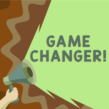 Text showing inspiration Game Changer, Word for Sports Data Scorekeeper Gamestreams Live Scores Team Admins Man Holding Megaphone And Presenting Important Informations.