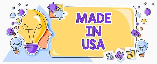 Вдохновленный Вывеской Made Usa Означающей Американский Бренд Manufactured Local Product — стоковое фото