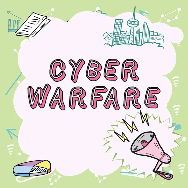 Концептуальний Заголовок Cyber Warfare Word Virtual War Hackers System Напади — стокове фото