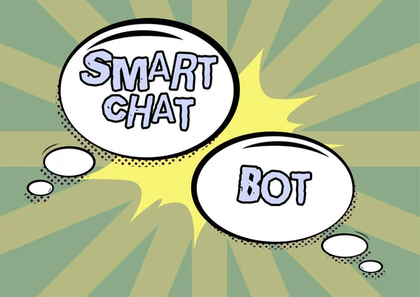 Text showing inspiration Smart Chat Bot, Internet Concept Artificial intelligence chatting with machines robots Pair Of Speech Bubbles In Oval Shape Representing Exchanging Of Ideas.