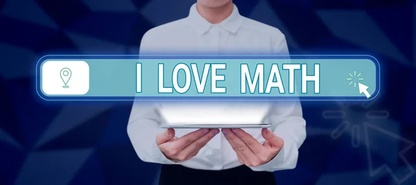 Conceptueel Bijschrift Love Math Word Written Lot Doing Calculations Mathematics — Stockfoto