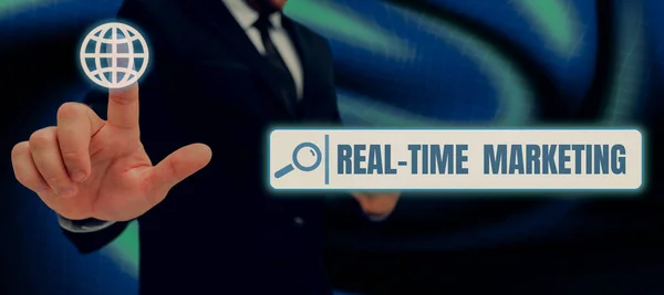 Konzeptionelle Bildunterschrift Real Time Marketing Unternehmensübersicht Erstellung Einer Strategie Die — Stockfoto