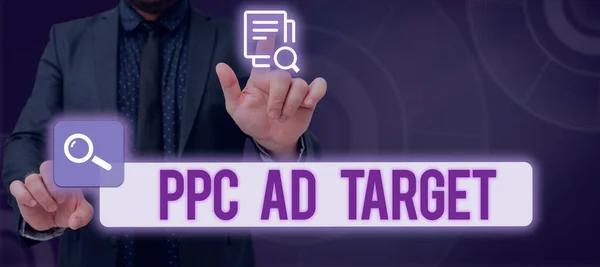 Conceptual display Ppc Ad Target, Business overview Pay per click advertising marketing strategies online campaign