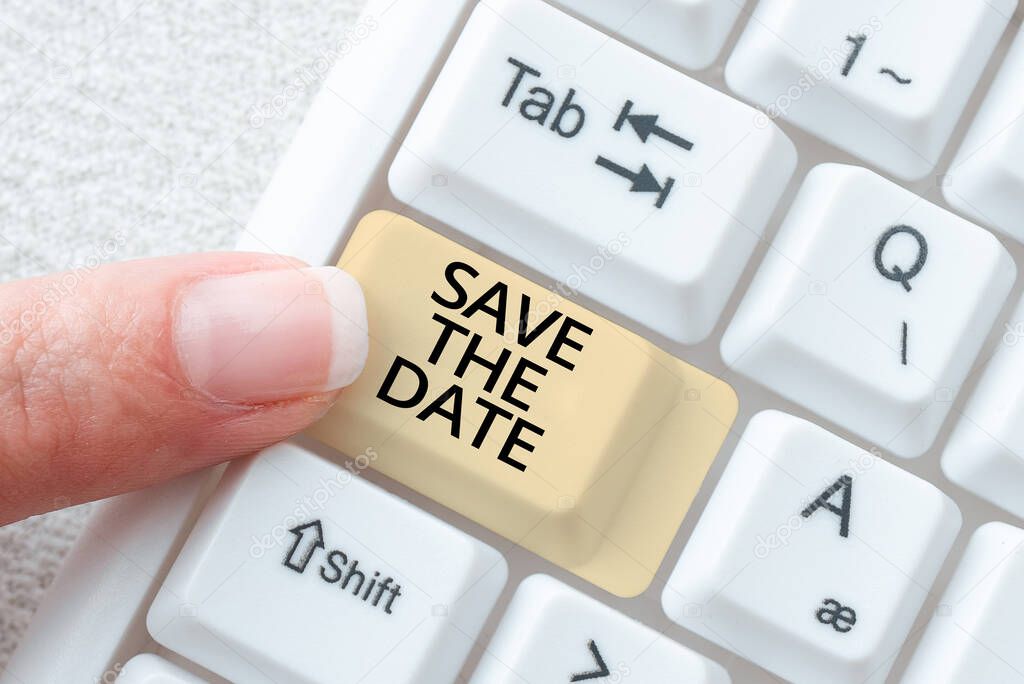 Text caption presenting Save The Date, Business approach Systematized events Scheduled activity Recorded Filed Colleagues Sharing Thoughts Together With Speech Bubbles And Assorted S