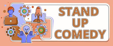 Stand Up Comedy, Business Showcase Komedyeni 'nin canlı yayında canlı performans sergilediğini gösteren bir ilham kaynağı. Masadaki Yapışkan Notlar, Kalem ve Kağıt Ataç ile Önemli Mesajlar..