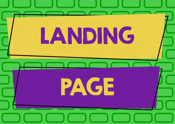 Inspiráció Jel Megjelenítése Landing Page Üzleti Ötlet Weboldal Eléréséhez Kattintson — Stock Fotó