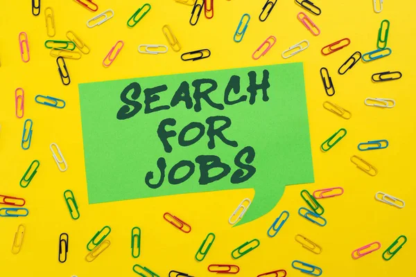 Legenda Conceitual Procurar Empregos Palavra Para Desempregados Procura Novas Oportunidades — Fotografia de Stock