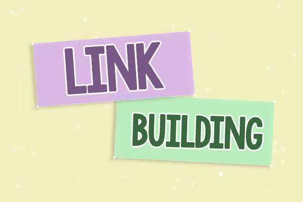 Handwriting text Link Building, Business overview Process of acquiring hyperlinks from other websites Connection Blank Chat Boxes Representing Creative Banners For Advertisement.