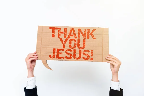Inspiración Mostrando Signo Gracias Jesús Concepto Que Significa Estar Agradecido —  Fotos de Stock