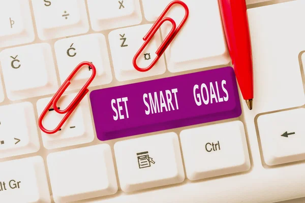 Inspiration Zeichen Setzen Smart Goals Internet Konzept Erreichbare Ziele Festlegen — Stockfoto