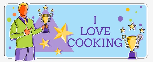 Das Schild Mit Der Aufschrift Love Cooking Konzept Bedeutet Zuneigung — Stockfoto