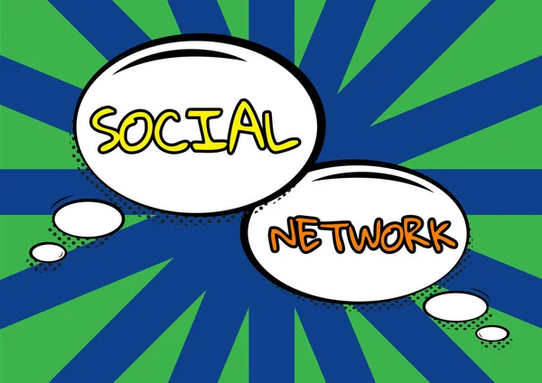 Segno Testo Che Mostra Social Networkinteractions Condivisione Informazioni Relazione Interpersonale — Foto Stock