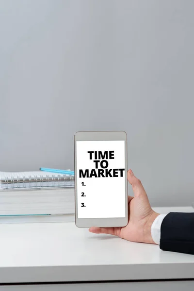 Inspiración Mostrando Señal Time Market Concepto Internet Momento Adecuado Para —  Fotos de Stock