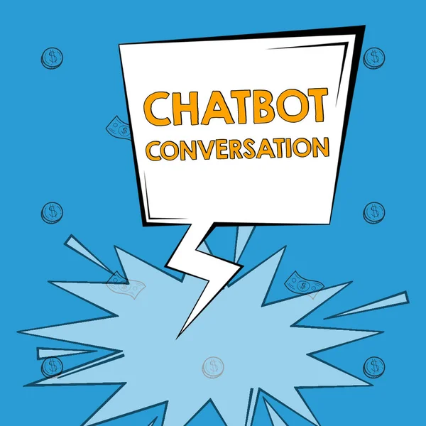 Texto Que Mostra Inspiração Conversação Chatbot Vitrine Negócios Conversando Com — Fotografia de Stock