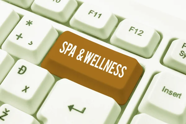 Inspiration showing sign Spa and WellnessPlace where people go to improve their health Relaxation, Concept meaning Place where showing go to improve their health Relaxation Businessman Holding Tablet
