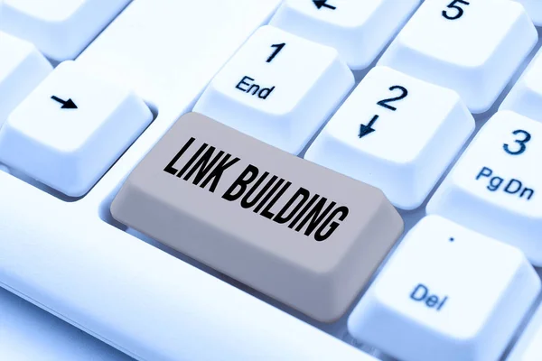 Text Tecken Som Visar Link Building Word Skrivet Processen Att — Stockfoto