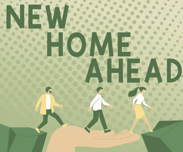 Inspiration Zeigt Zeichen New Home Ahead Konzeptfoto Kauf Einer Eigenen — Stockfoto