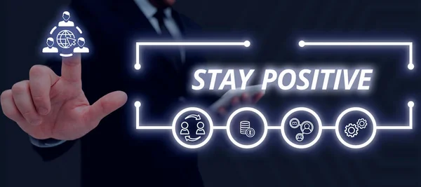 Text Caption Presenting Stay Positive Business Overview Optimistic Motivated Good — Stock Photo, Image
