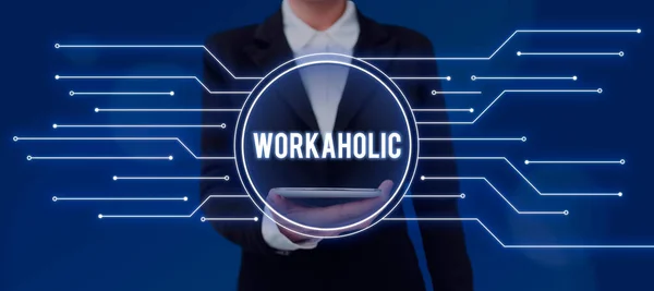 Texto Que Mostra Inspiração Workaholic Internet Concept Pessoa Que Trabalha — Fotografia de Stock
