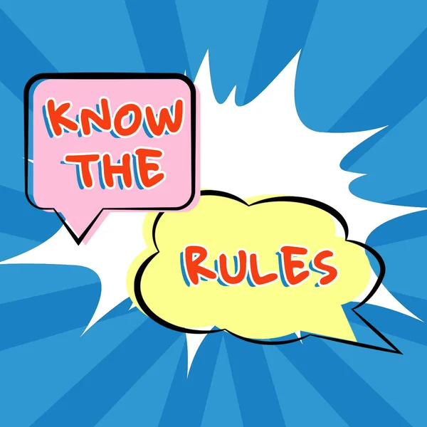 Wyświetlanie Znaku Poznaj Zasady Przegląd Działalności Naucz Się Akceptowanej Zasady — Zdjęcie stockowe