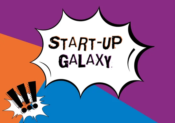 Bildunterschrift Vorstellung Von Start Galaxy Konzept Bedeutet Neu Entstehendes Unternehmen — Stockfoto