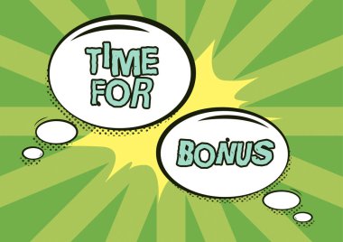 Bonus için metin Zamanı 'nın yazılması, bir kişinin maaşına eklenen bir meblağ fikri, takım elbiseli bir bayanın elinde başarılı takım çalışmalarını simgeleyen kalem tutması gibi bir ödüldür..