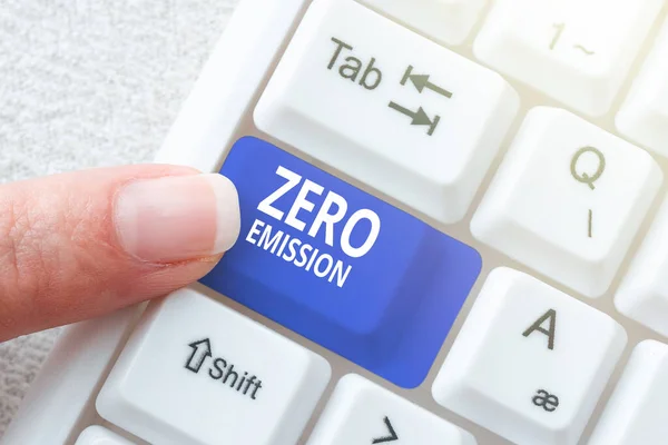 Text Zeigt Inspiration Zero Emission Geschäftsidee Motor Motor Energiequelle Die — Stockfoto