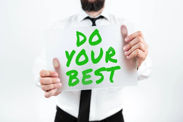 Tekenen Weergeven Doe Best Business Idee Aanmoediging Voor Een Hoge — Stockfoto