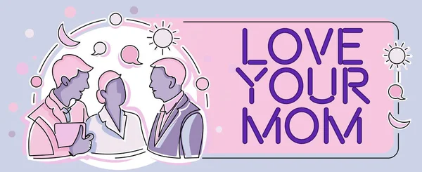 Hand Skrivtecken Kärlek Din Mamma Begreppet Mening Goda Känslor Din — Stockfoto