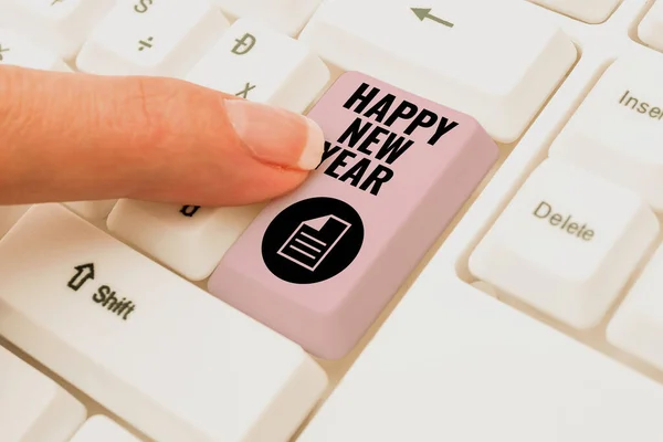 Sign displaying Happy New Year, Word for Greeting Celebrating Holiday Fresh Start Best wishes