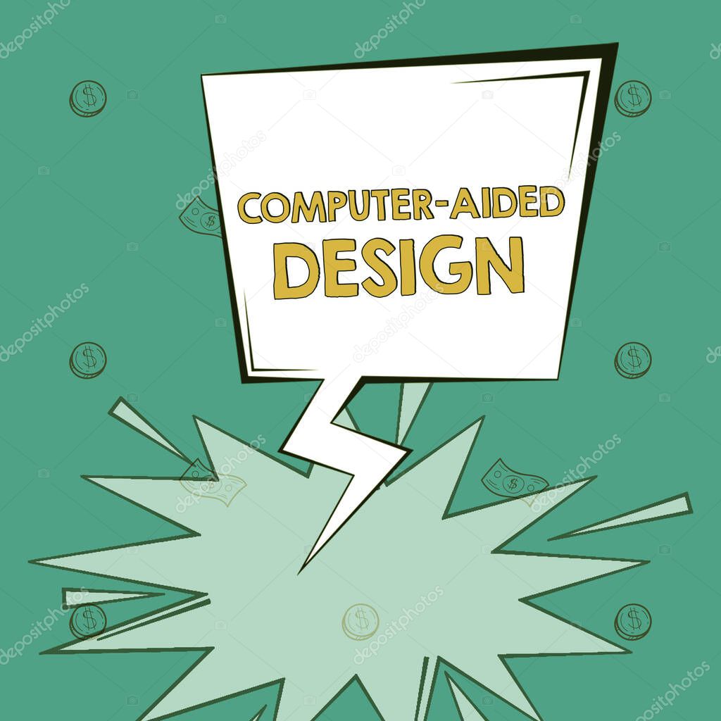 Hand writing sign Computer Aided Design, Conceptual photo CAD industrial designing by using electronic devices