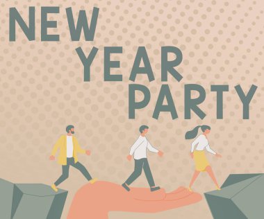 İlham veren yeni yıl partisini gösteren metin, 365 günün kutlaması üzerine yazılan Mutlu Günler Konuşma Baloncuğu Sayfası Buruşuk Tahta Masa Kağıdı ile çevrili