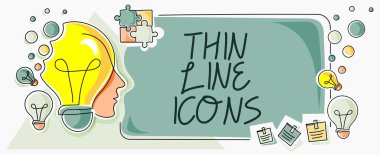 Metin İnce Satır Simgeleri yazılıyor, Cep telefonlarında ve düğmeler gibi diğer uygulamalarda kullanılan semboller kavramsallaştırılıyor