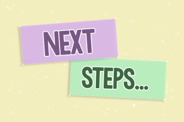 Sonraki Adımları Kavramsal Görünüm, İş Gözden Geçirme Stratejisi Yönlendirme Kılavuzu Boş Renk Kurdeleleri Reklamlar İçin Yaratıcı Afişler.