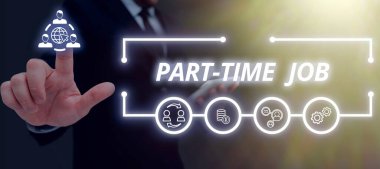 İlham veren Part Time Job, Concept, günde birkaç saat çalışmak anlamına gelen metin Boş Renk Kurdeleleri Temsilcisi Yaratıcı Afişler.