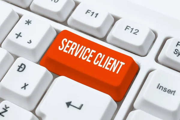Text Bildtext Presenterar Service Clienthantering Kundernas Tillfredsställelse Och Behov Effektivt — Stockfoto