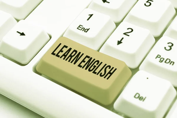 Text Sign Showing Learn English Internet Concept Study Another Language — Stock Photo, Image