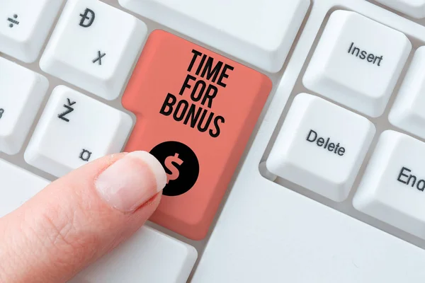 Text Zobrazující Inspiraci Time Bonus Business Overview Sum Money Added — Stock fotografie